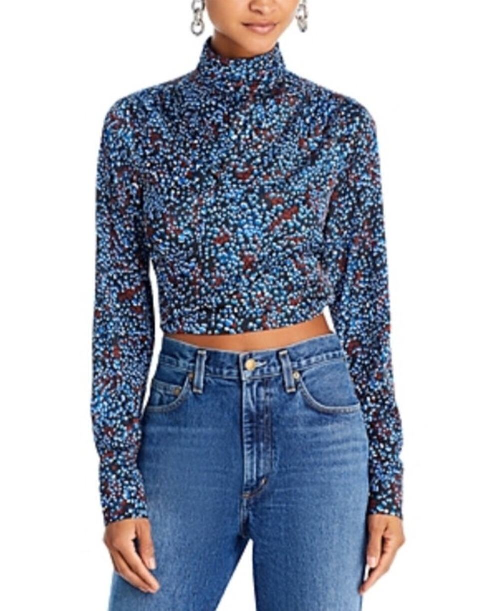 Undra Celeste New York Printed High Neck Joi Top Size Small